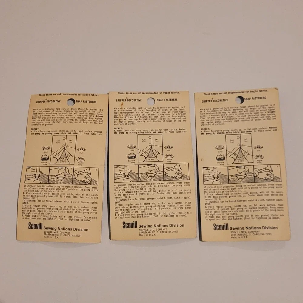 Vtg‎ Scovill Clinton Ginger Snaps Fasteners 17  Lot of 3 USA 70s